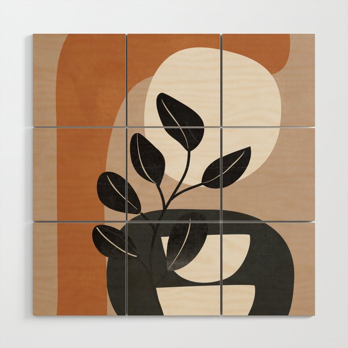 Modern Abstract Minimal Shapes Branches Art 9 Wood Wall Art Gallery Image 1