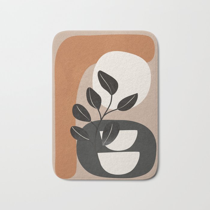 Modern Abstract Minimal Shapes Branches Art 9 Bath Mat Gallery Image 1