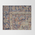 Vintage Woven Navy Blue and Tan Kilim  Throw Blanket Gallery Image 2