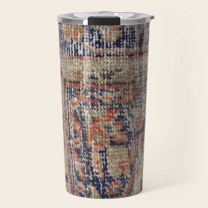 Vintage Woven Navy Blue and Tan Kilim  Travel Mug Gallery Image 1