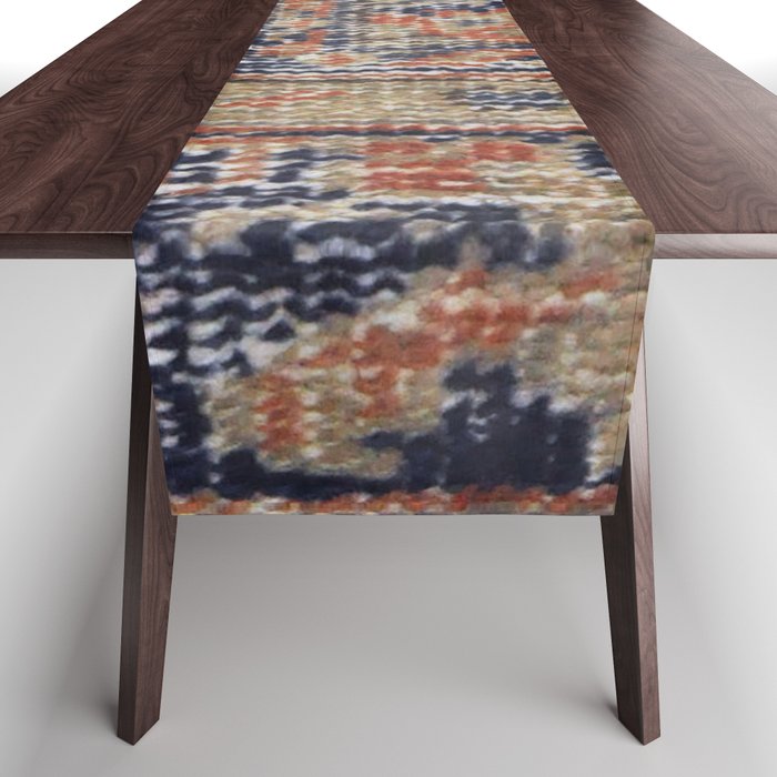 Vintage Woven Navy Blue and Tan Kilim  Table Runner Gallery Image 1