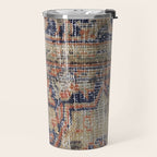 Vintage Woven Navy Blue and Tan Kilim  Travel Mug Gallery Image 2