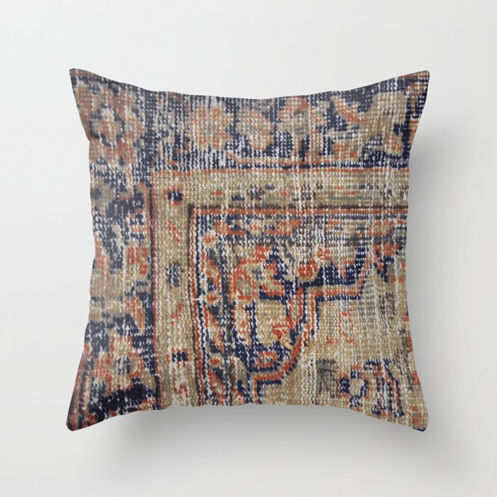 Vintage Woven Navy Blue and Tan Kilim  Throw Pillow Gallery Image 6
