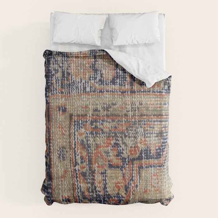 Vintage Woven Navy Blue and Tan Kilim  Duvet Cover Gallery Image 6
