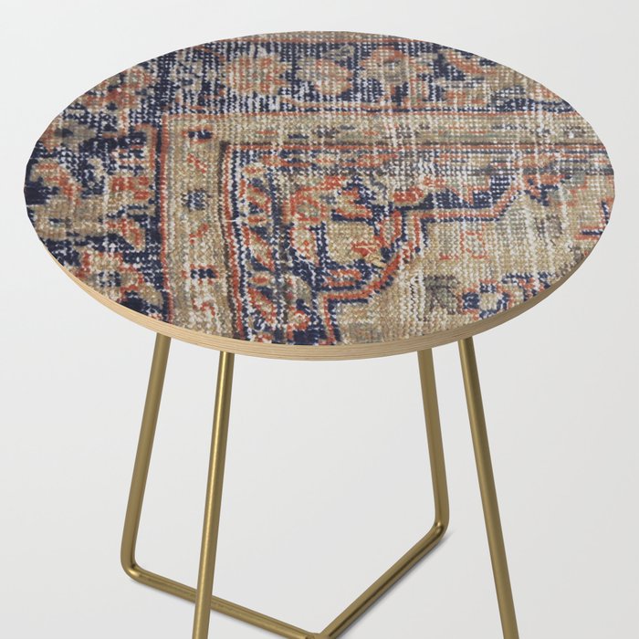 Vintage Woven Navy Blue and Tan Kilim  Side Table Gallery Image 2