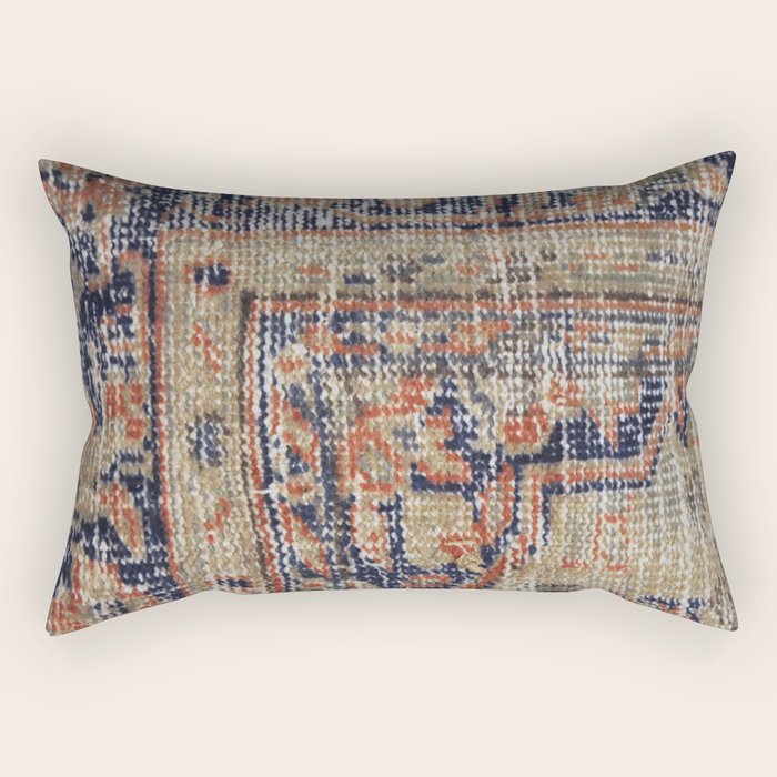 Vintage Woven Navy Blue and Tan Kilim  Rectangular Pillow Gallery Image 1