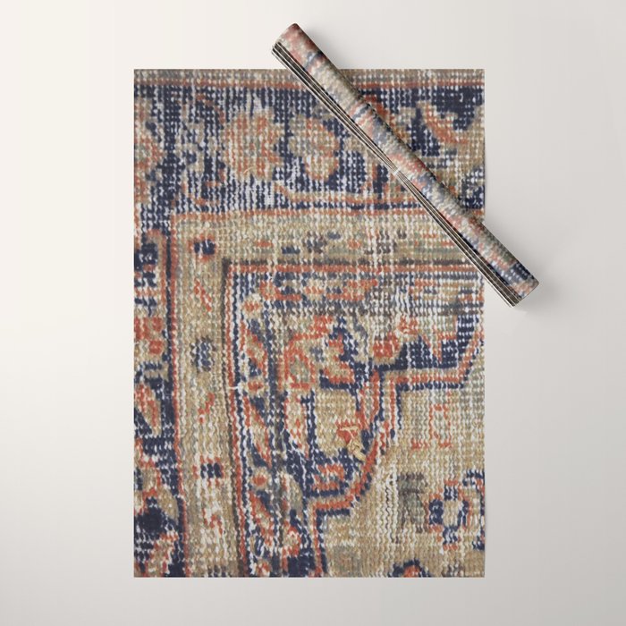 Vintage Woven Navy Blue and Tan Kilim  Wrapping Paper Gallery Image 1
