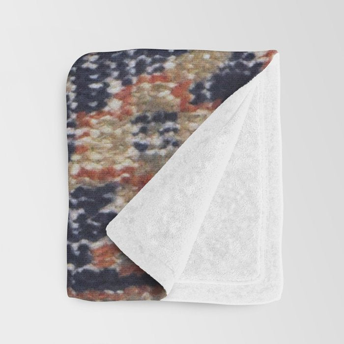 Vintage Woven Navy Blue and Tan Kilim  Throw Blanket Gallery Image 3