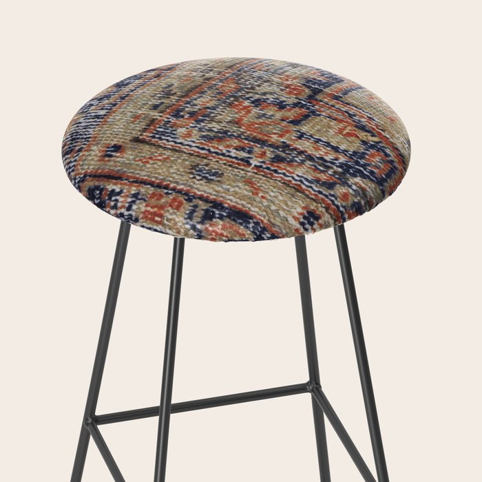 Vintage Woven Navy Blue and Tan Kilim  Stool Gallery Image 2