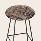 Vintage Woven Navy Blue and Tan Kilim  Stool Gallery Image 2