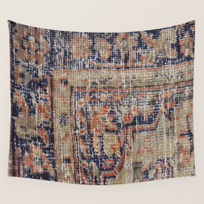 Vintage Woven Navy Blue and Tan Kilim  Wall Tapestry Gallery Image 4