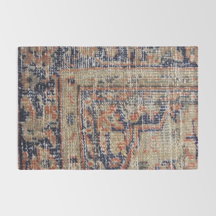 Vintage Woven Navy Blue and Tan Kilim  Rug Gallery Image 2