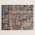 Vintage Woven Navy Blue and Tan Kilim  Jigsaw Puzzle Gallery Image 1