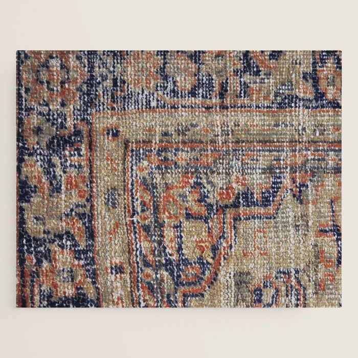 Vintage Woven Navy Blue and Tan Kilim  Jigsaw Puzzle Gallery Image 1
