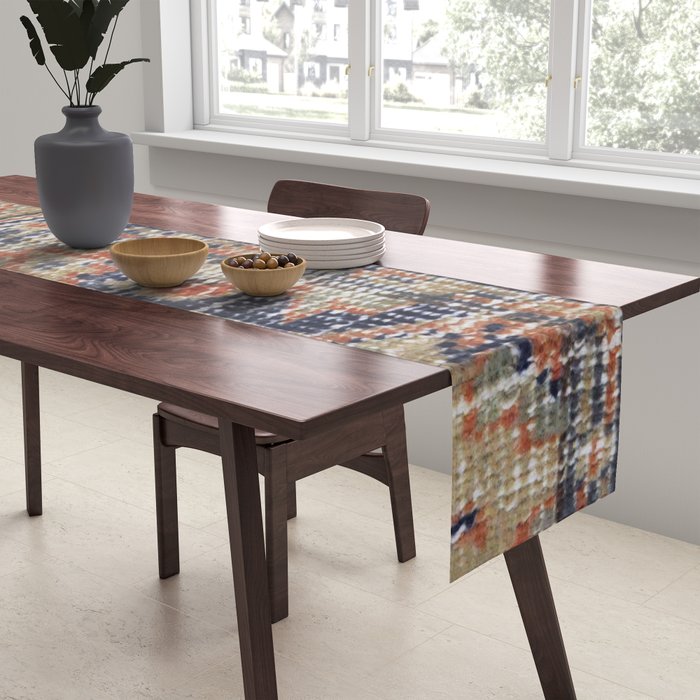 Vintage Woven Navy Blue and Tan Kilim  Table Runner Gallery Image 2