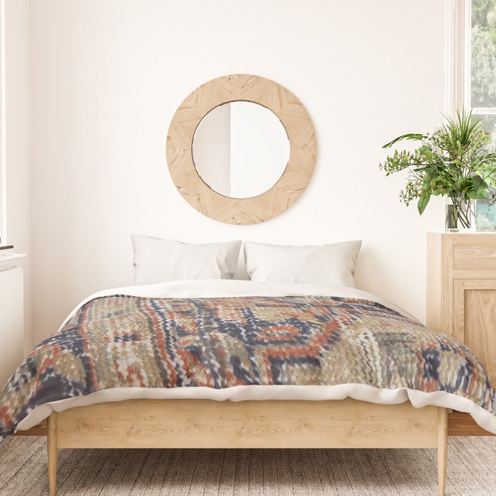 Vintage Woven Navy Blue and Tan Kilim  Duvet Cover Gallery Image 3
