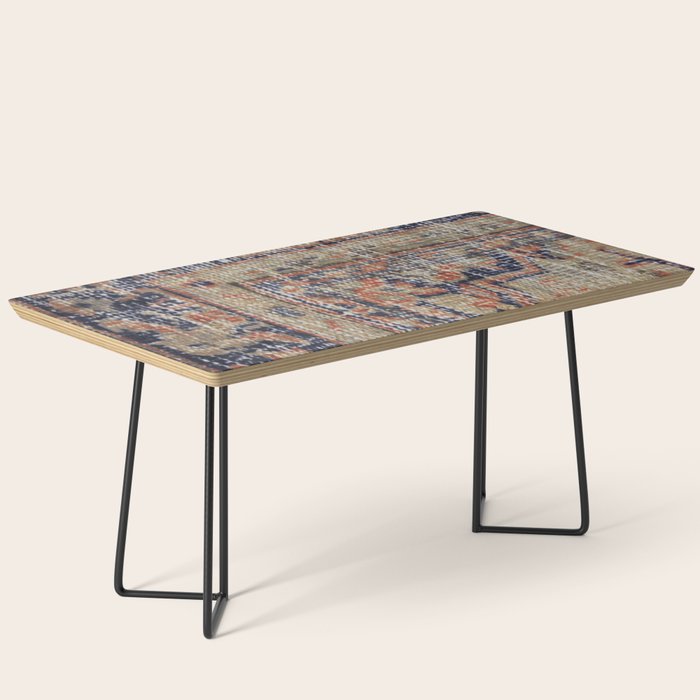 Vintage Woven Navy Blue and Tan Kilim  Coffee Table Gallery Image 1