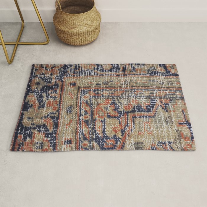 Vintage Woven Navy Blue and Tan Kilim  Rug Gallery Image 1