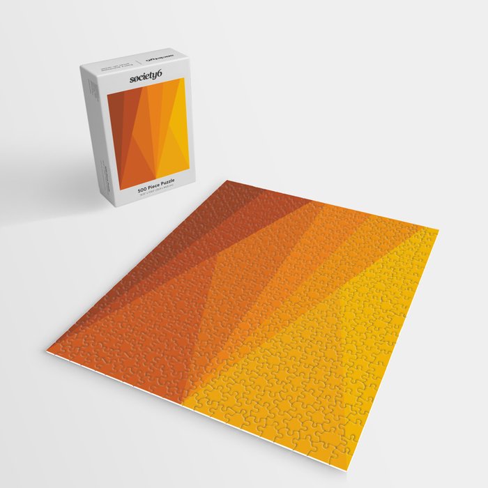 Geometric Triangles XI Retro Orange Jigsaw Puzzle Gallery Image 2