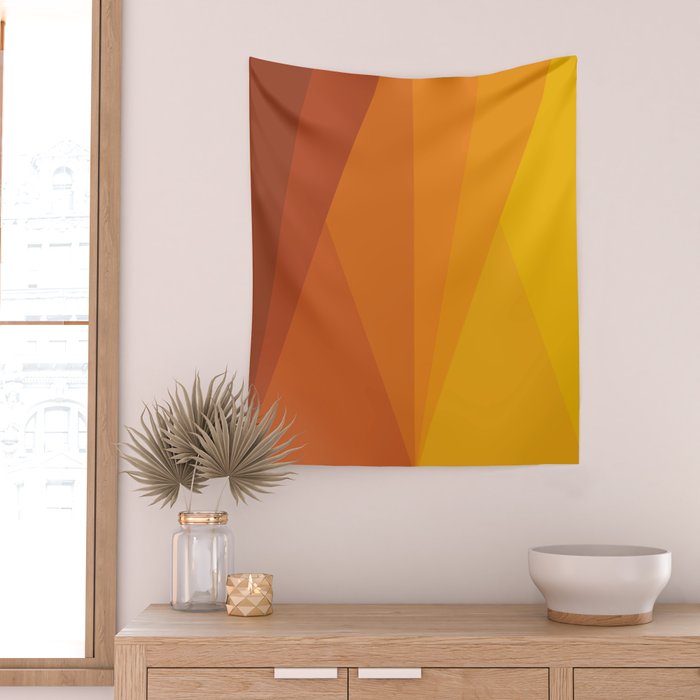 Geometric Triangles XI Retro Orange Wall Tapestry Gallery Image 2