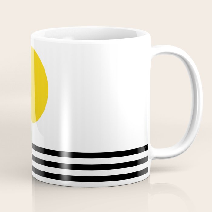 Midcentury Yellow Minimalist Sunset With Black Stripes Coffee Mug Gallery Image 1