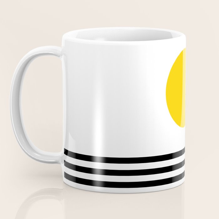 Midcentury Yellow Minimalist Sunset With Black Stripes Coffee Mug Gallery Image 3