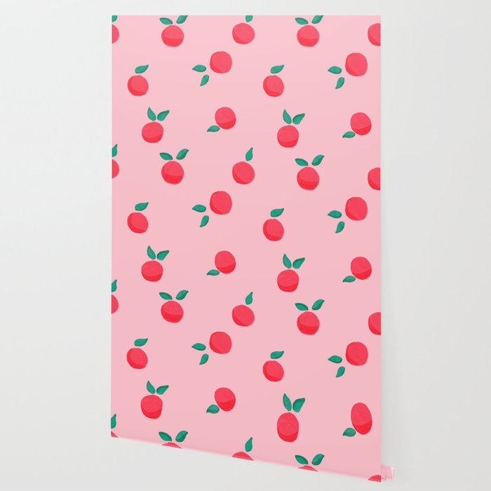 Summer Pink Peaches Pattern Wallpaper Gallery Image 2