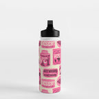 Vagabondâs Cupboard - pink and black on cream Water Bottle Gallery Image 3