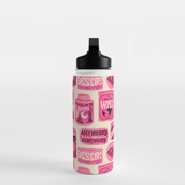 Vagabondâs Cupboard - pink and black on cream Water Bottle Gallery Image 3