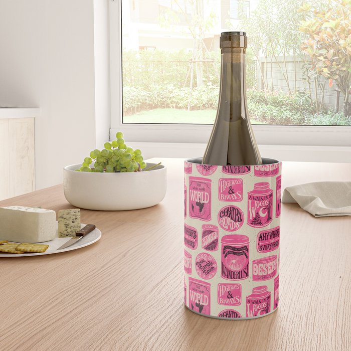 Vagabondâs Cupboard - pink and black on cream Wine Chiller Gallery Image 4