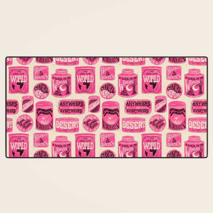 Vagabondâs Cupboard - pink and black on cream Desk Mat Gallery Image 3