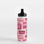 Vagabondâs Cupboard - pink and black on cream Water Bottle Gallery Image 2