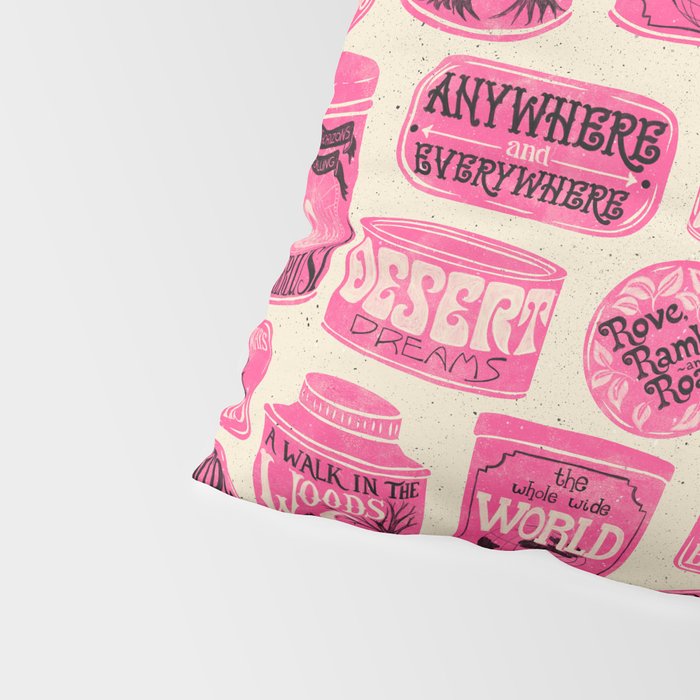 Vagabondâs Cupboard - pink and black on cream Pillow Sham Gallery Image 4