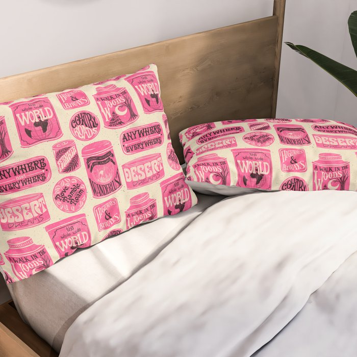 Vagabondâs Cupboard - pink and black on cream Pillow Sham Gallery Image 2