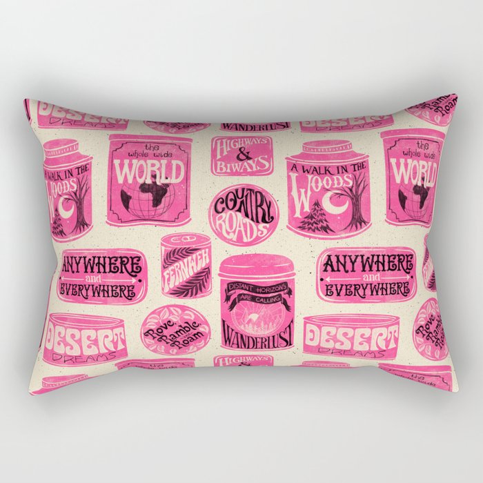 Vagabondâs Cupboard - pink and black on cream Rectangular Pillow Gallery Image 2