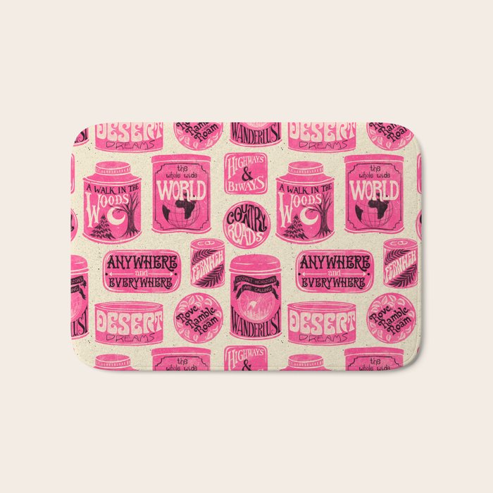 Vagabondâs Cupboard - pink and black on cream Bath Mat Gallery Image 1
