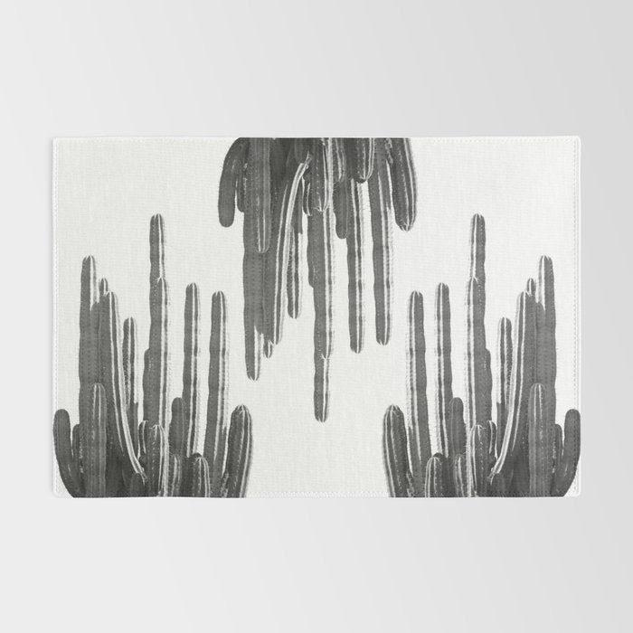 Black and White Cactus Rug Gallery Image 2