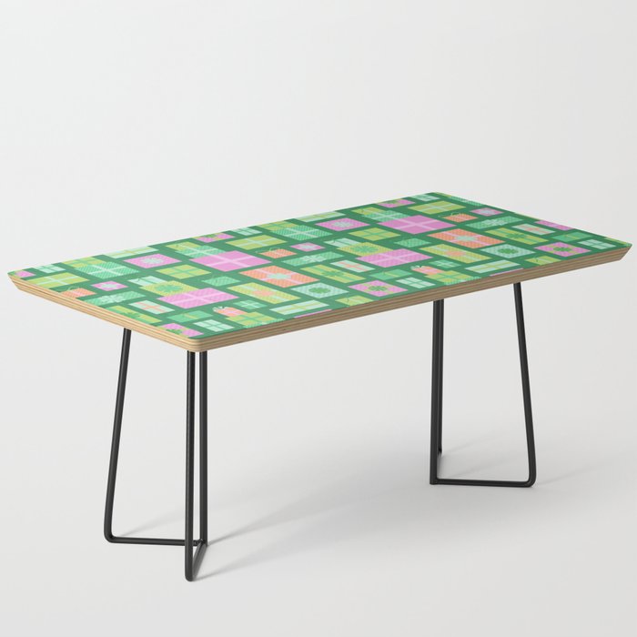 Retro Christmas Presents - Multi on Green Coffee Table Gallery Image 1