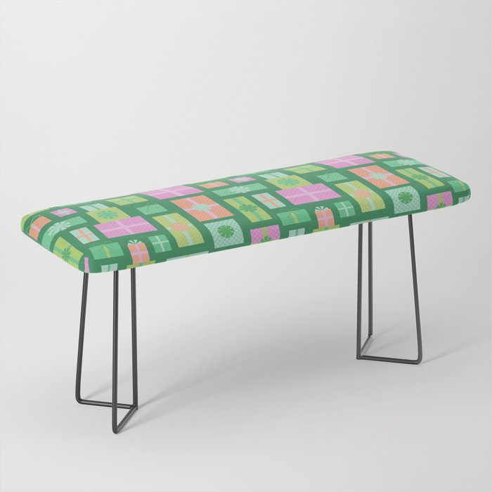 Retro Christmas Presents - Multi on Green Bench Gallery Image 1