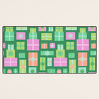 Retro Christmas Presents - Multi on Green Desk Mat Gallery Image 3