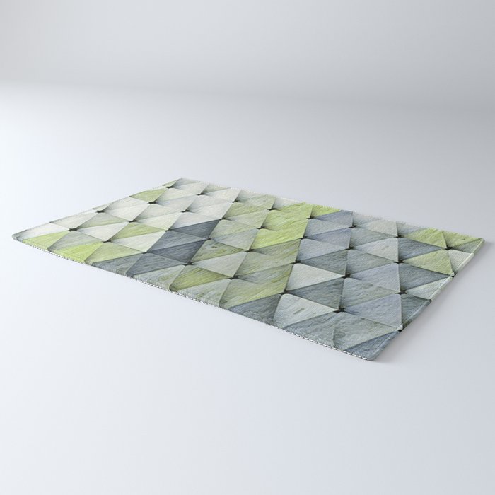 Textured Triangles Lime Gray Rug Gallery Image 3