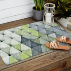 Textured Triangles Lime Gray Outdoor Rug Gallery Image 2