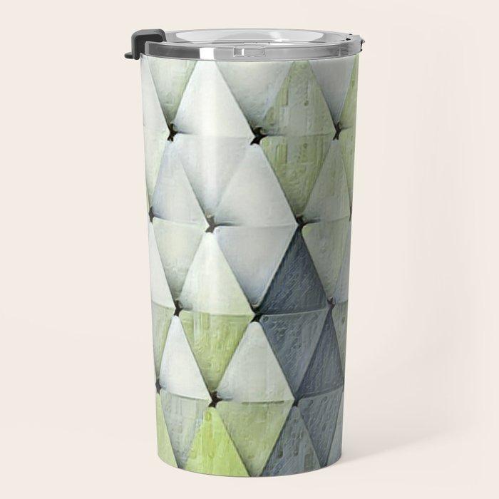 Textured Triangles Lime Gray Travel Mug Gallery Image 3