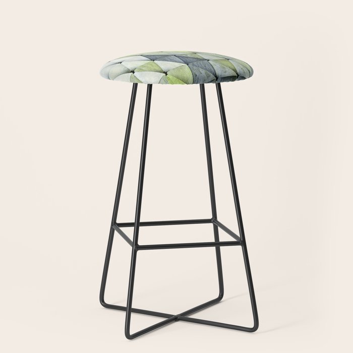 Textured Triangles Lime Gray Stool