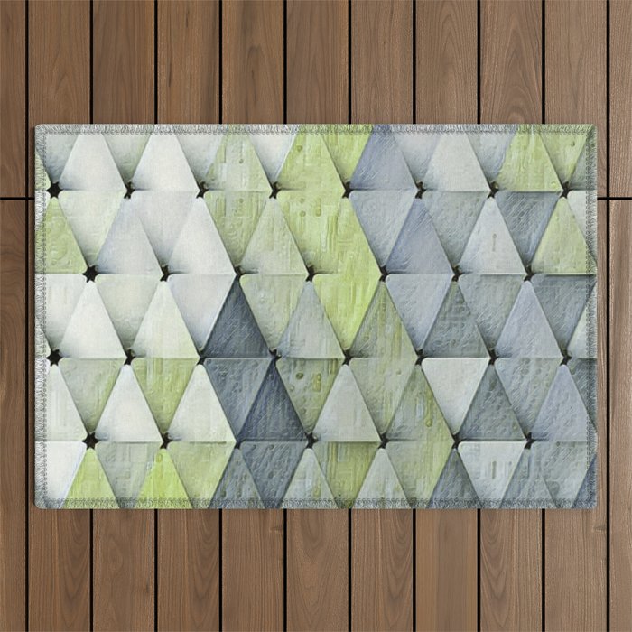 Textured Triangles Lime Gray Outdoor Rug Gallery Image 1
