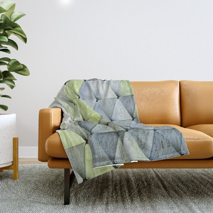 Textured Triangles Lime Gray Throw Blanket Gallery Image 1