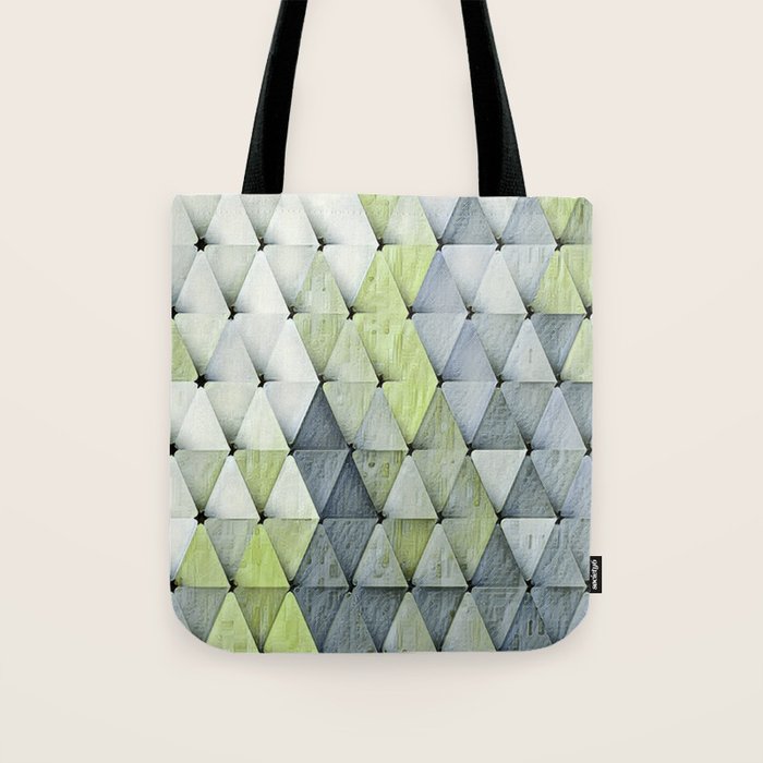 Textured Triangles Lime Gray Tote Bag Gallery Image 1
