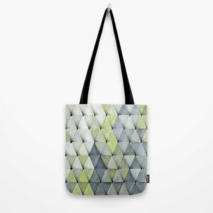 Textured Triangles Lime Gray Tote Bag Gallery Image 2