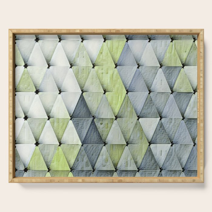 Textured Triangles Lime Gray Serving Tray Gallery Image 1