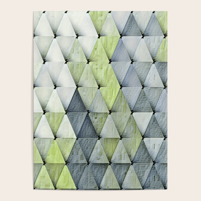 Textured Triangles Lime Gray Poster Gallery Image 4